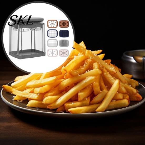 Vegetable Cutter for Potato French Fry Cutter, with Large-Capacity Visible Box, Stainless Steel Blades Multi-function Chopper Quick Press Cutting