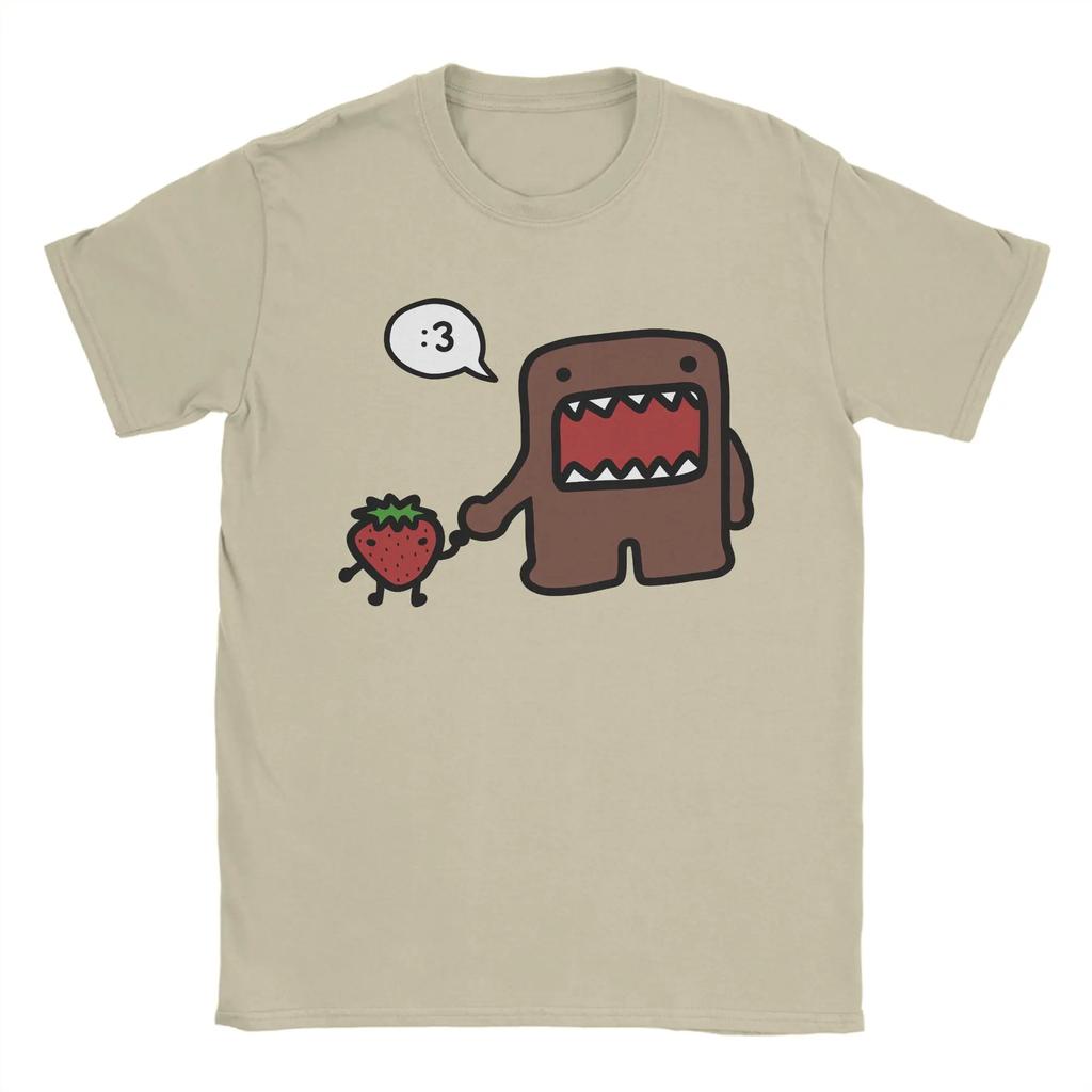 Уличная футболка Domo Kun Хлопковые футболки Хипстерская футболка для мужчин Пляжная Y2K Базовая принтованная одежда с коротким рукавом