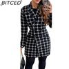 Autumn and Winter Long Sleeve Double Breasted Suit Collar Printed Small Coat Women's