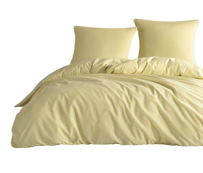 Parure de lit - UNI - Jaune - 140x200 - 1 housse de couette - 1 taie d'oreiller