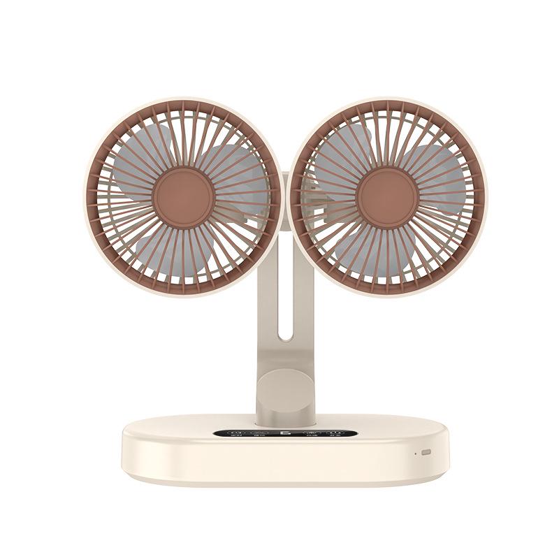 Wireless Dual-Head USB Desktop Fan - Compact, Long Battery Life for Home Use