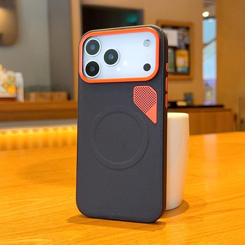Деловой магнитный чехол Magsafe для iPhone 17 Pro Max 17Pro 17Air, высококачественная ПУ кожа, вентиляционное отверстие для отвода тепла процессора