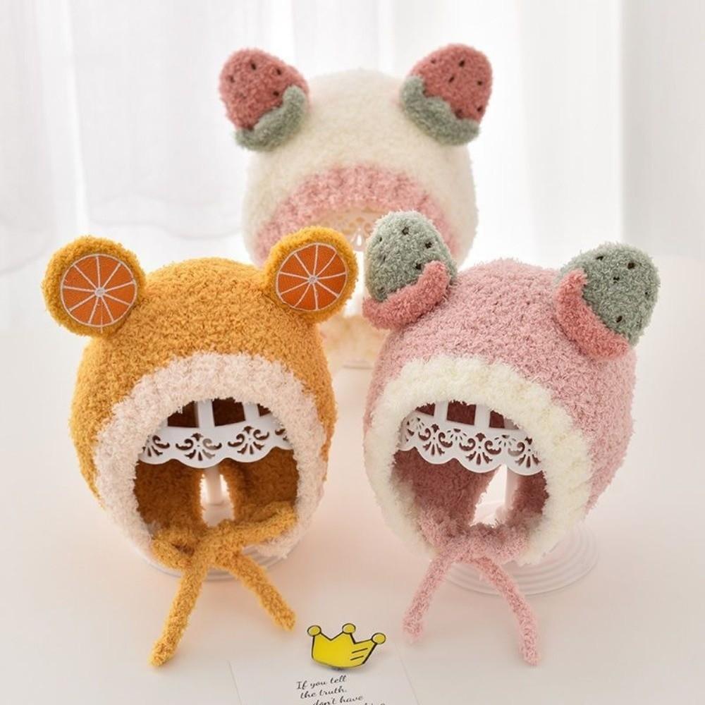 Winter Fruit Ear Hat Fleece Ear Protection Hat Lovely Baby Beanie Cap Kids