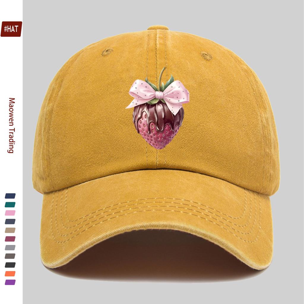 pc Strawberry Fruit Pattern Printed Baseball Cap Comfortable and Casual Printed Design Decorative Hat Comfortable and Lightwe