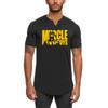 Muscleguys Sports Fitness V Neck Short Sleeve T-shirt Polyester Elastic Muscle Training Running Sweat Absorption Half Sleeve