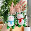 Plush Cartoon Frog Keychain Blue Red Scarf Stuffed Frog Car Key Ring Backpack School