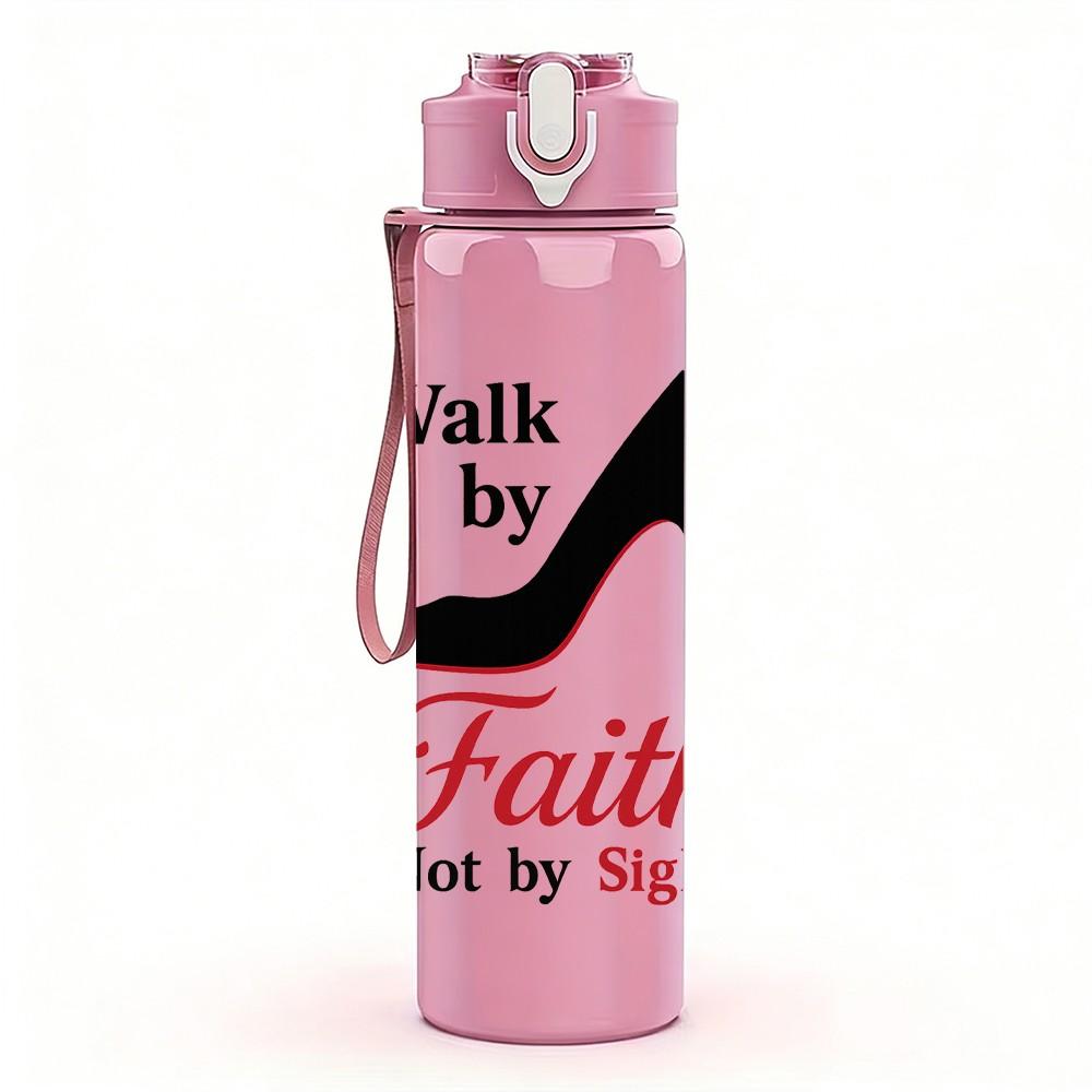 1 шт. Walk By Faith Туфля на высоком каблуке 750 мл Цветная Пластиковая Спортивная Бутылка для Воды Герметичная Крышка с Откидной Соломкой Подходит для Спорта, Офиса, Дома