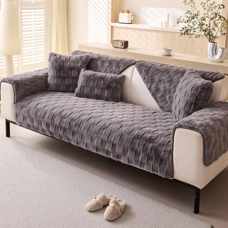 Новый Легкий Роскошный Интернет-Знаменитость Утолщенный Плюшевый Кожаный Диванный Подушка Зимний Современный Кремовый Высококлассный Чехол Накладка на Подушку Сиденья Ткань