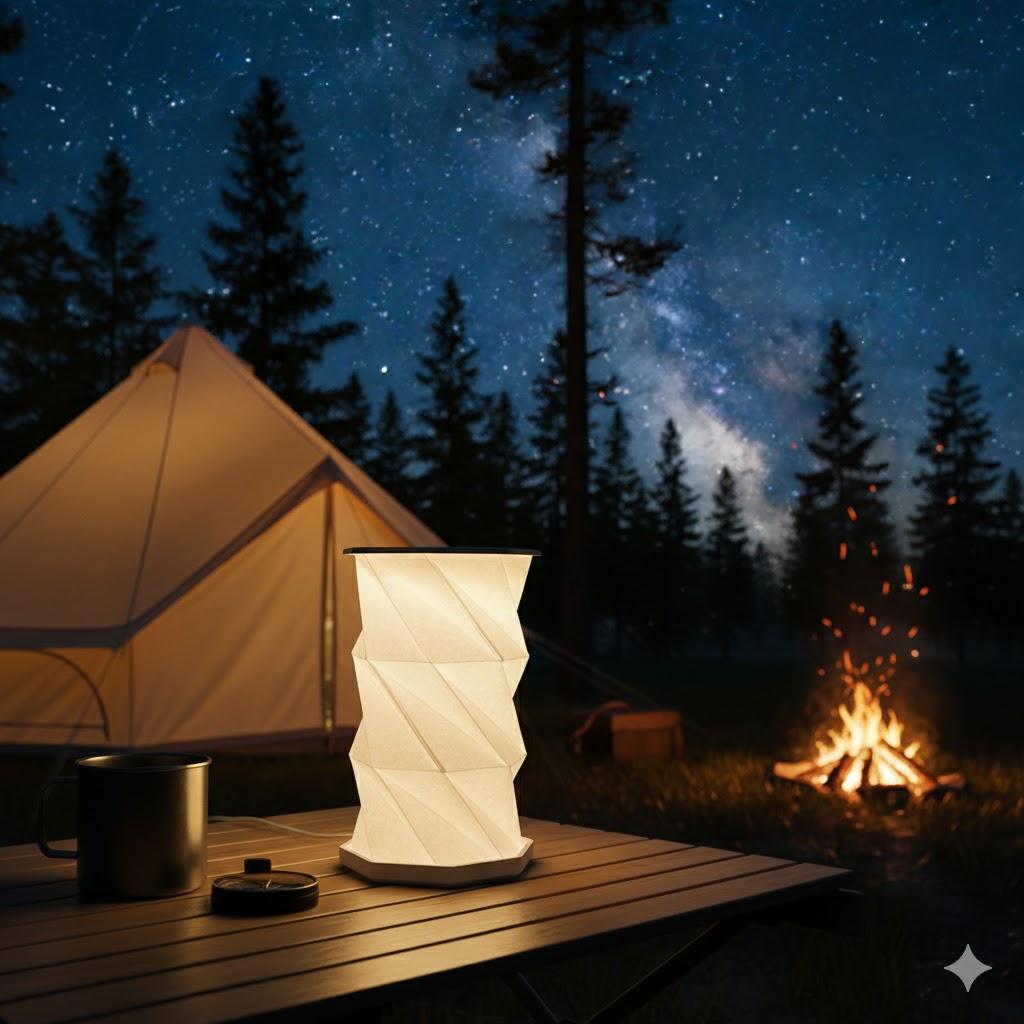 Portable Folding Camping Lantern Dimmable LED Tent Light, USB Rechargeable Origami Table Lamp for Travel, Emergency Night Light