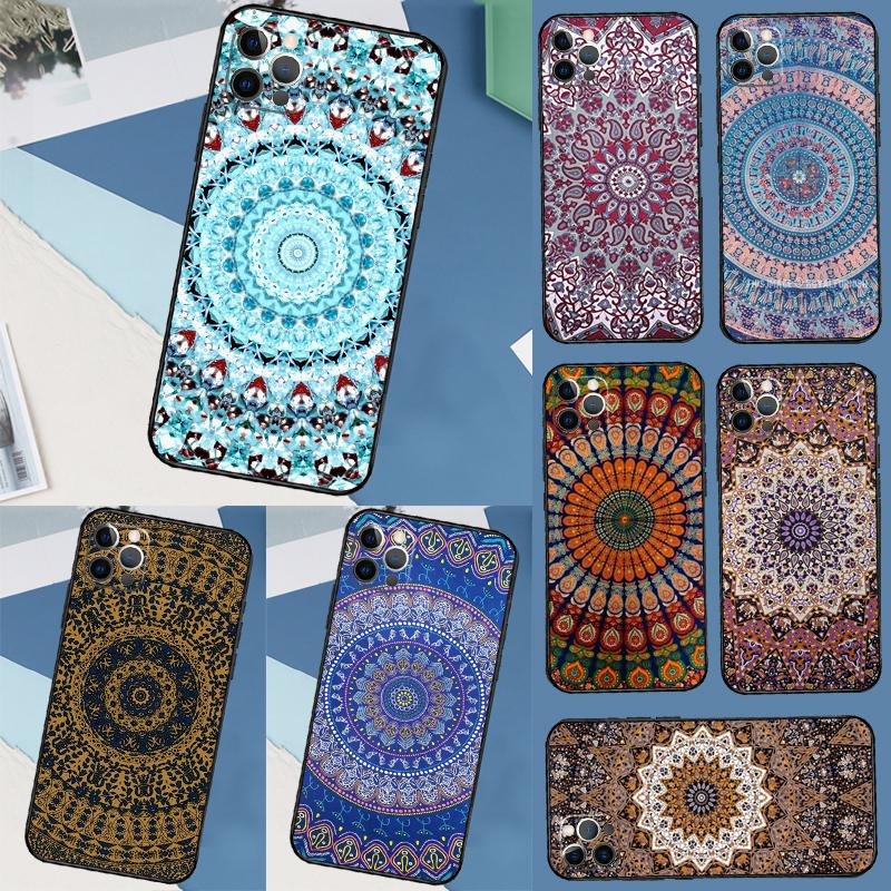 Чехол с индийским узором мандала для iPhone 17 Air 15 14 13 12 11 16 Pro Max 13 mini XR 15 16 Plus 16e Задняя крышка
