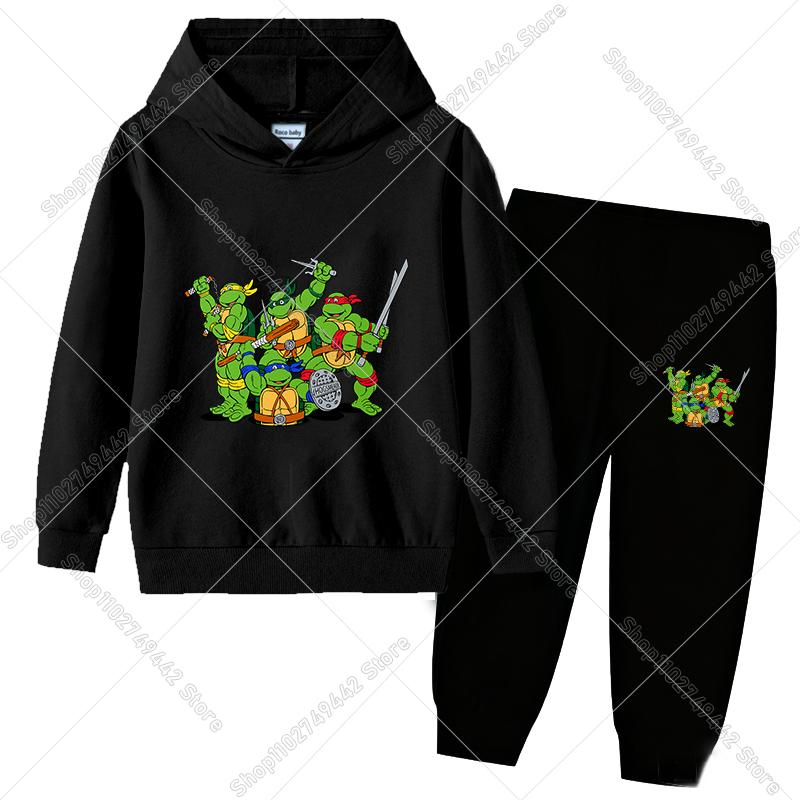 TZWYTeenage Mutant Ninja Turtles Children Tracksuit Set Anime Cartoon Boy Girl Autumn Hoodies Pants Thin Sportswear Hood Sweatshirt