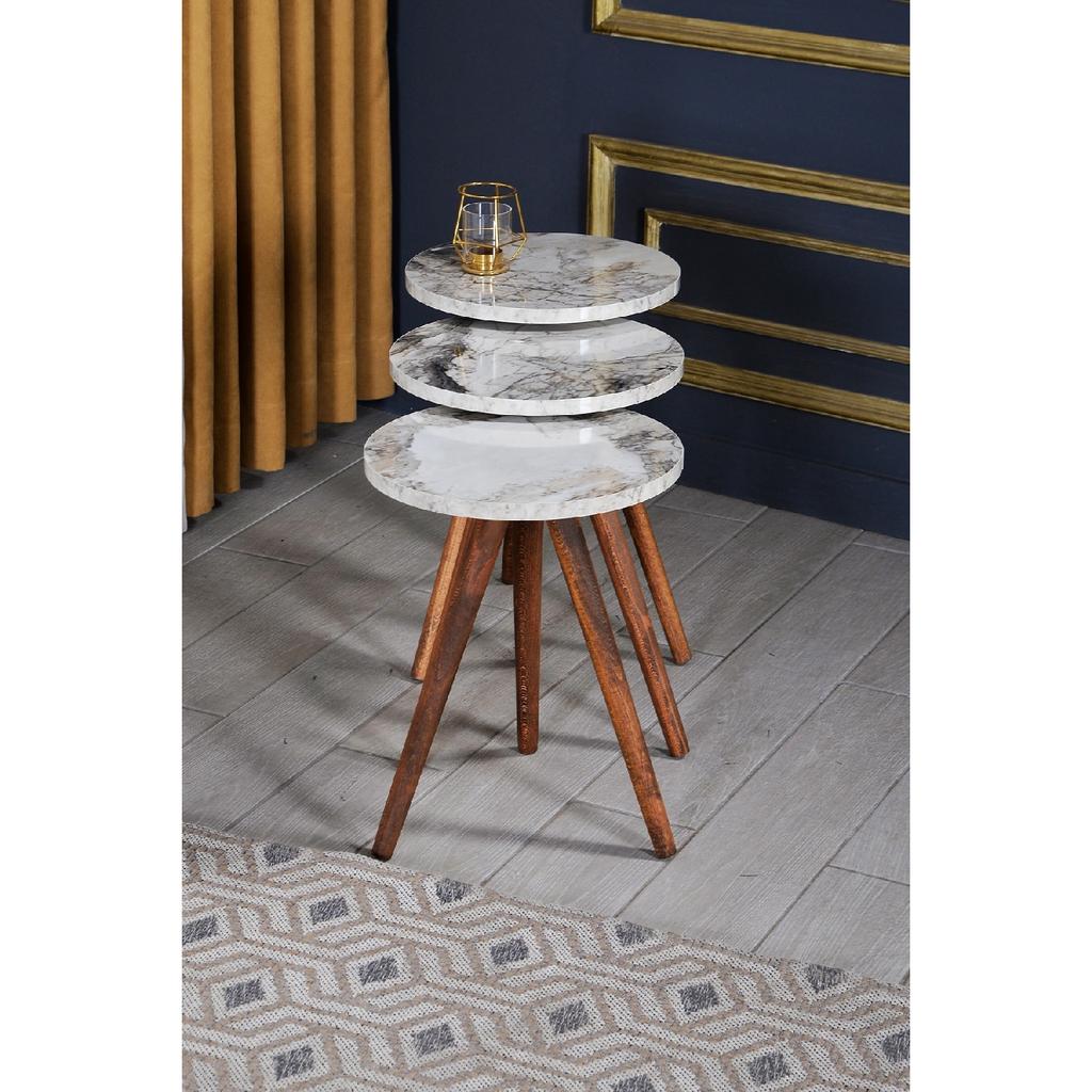 Столик для раскладывания 3 предмета Деревянный Оригинальный Точеная ножка Белый