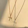 Full Diamond Cross Necklace Accessories Light Luxury Niche Design Stainless Steel Clavicle Chain
