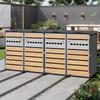Trash Can Box, with flip lid, trash storage compartments, lockable, four doors, horizontal wood grain blocks