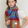 Check Mix Wool Blended Scarf MF8221 Blue