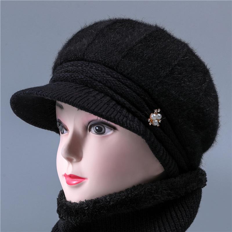 Winter hat female rabbit wool hat fleece thermal hat knitted hat