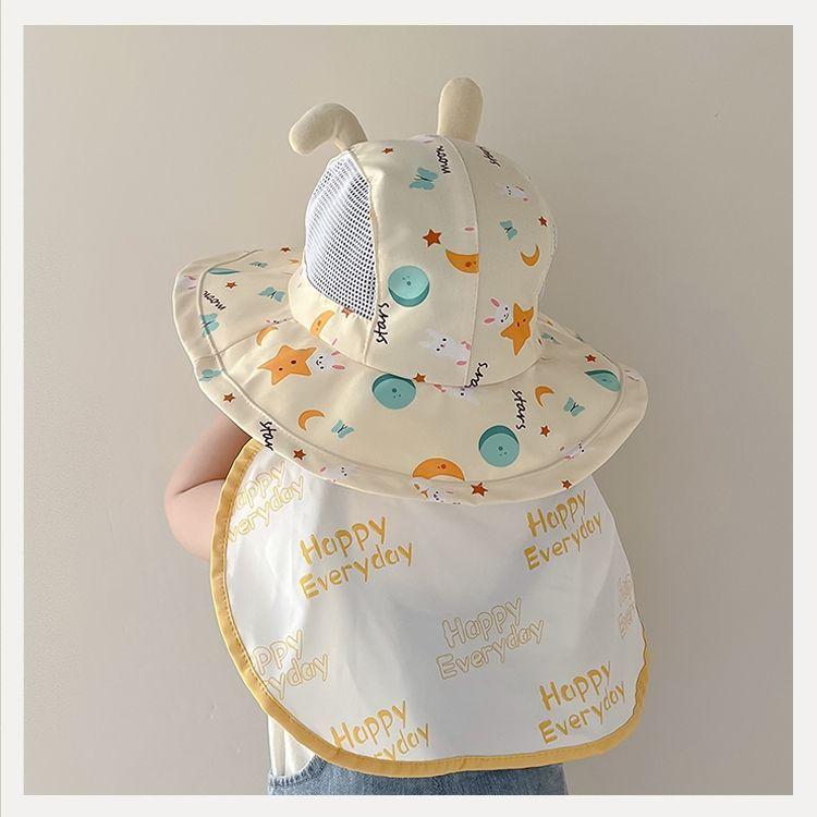 Kids Summer Mesh Sun Hat, Breathable Wide Brim Neck Protection Shawl Hat for Boys Girls