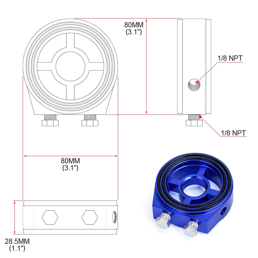 Racing M20X1.5 3/4-16 1/8 NPT алюминиевый манометр масляного фильтра сэндвич-адаптер автомобильные аксессуары