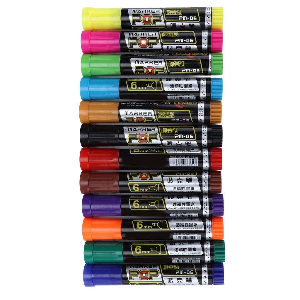 12Pcs Permanent Markers Dry Quickly Waterproof Bright Colors Fade Resistant Marker Pen Set for Painting Graffiti