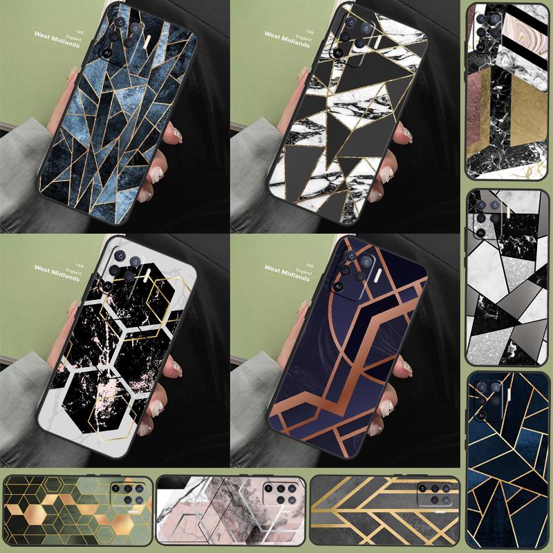 Мраморный Геометрический Арт Чехол Для Oppo A96 A58 A18 A38 A78 A98 A17 A77 A80 A40 A60 A16 A76 A74 A94 A54 A15 A57S Чехол