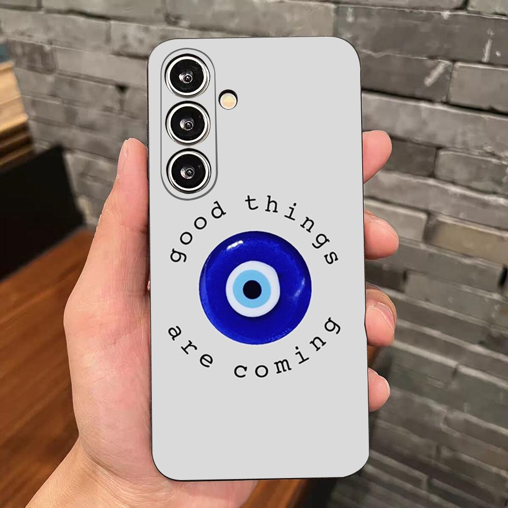 Vintage Evil Eyes Blue Phone Case For Samsung S25 Edge S24 S23 S22 S21 S20 Ultra Plus Fe Galaxy A54 A53 A34 A25 A16 Silicon Cove