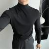 Мужской шерстяной свитер с высоким воротником, прилегающего силуэта: Осенне-зимний черный базовый слой