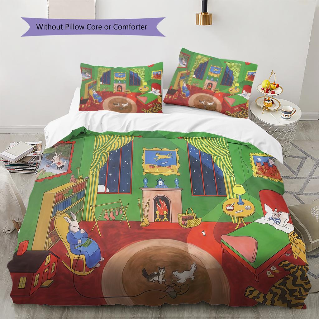 Goodnight Moon Pattern Bedding,Quilt Set Quilt Cover Pillowcase Home Birthday Gift (1 * duvet cover + 2 * pillowcase, without core)
