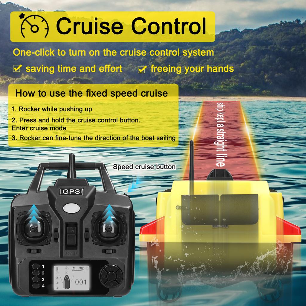 GPS Fishing Bait Boat 500m Remote Control Bait Boat Dual Motor Fish Finder 2KG Loading Support