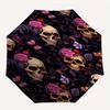 Rose Skull Automatic Folding Umbrella  8 Ribs, Durable Iron Frame, Bright Color Pattern Compact Travel Umbrella, Suitable for Outdoor, Beach