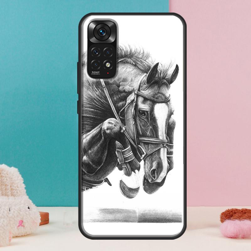 Чехол-скетч с лошадью для Xiaomi Redmi Note 14 13 12 Pro 11 9 10 9S 10S 11S 12S Redmi 14C 13C 10C 12C