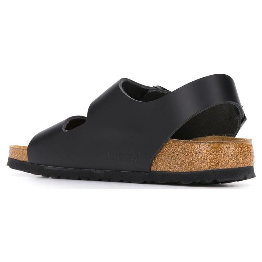 Birkenstock Миланская кожа Мягкие Удобные Толстая подошва Двойная пряжка Уличные Дышащие Туфли Модные Сандалии Мужские сандалии Черный 0034193