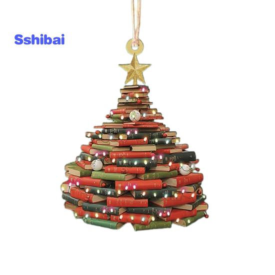 Чтение старинной книги Рождественский орнамент Акриловое ремесло Красочная сложенная книга Подвесной орнамент