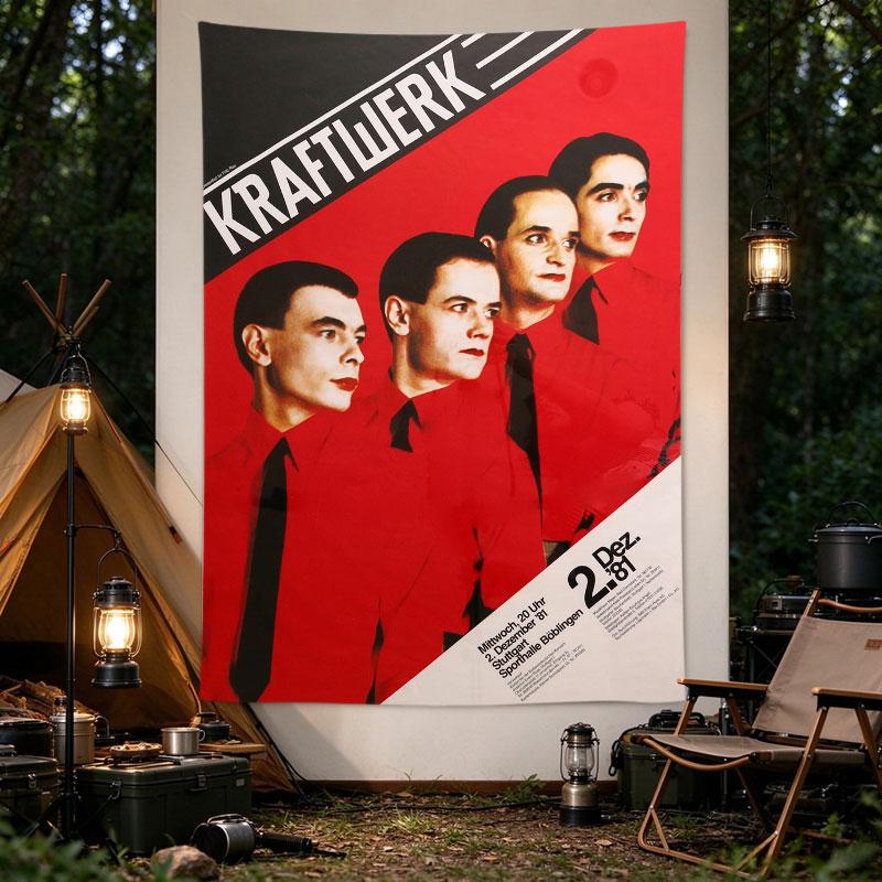 Kraftwerk 1981 Red Shirt Tie Concert Poster Boblingen Vintage Art