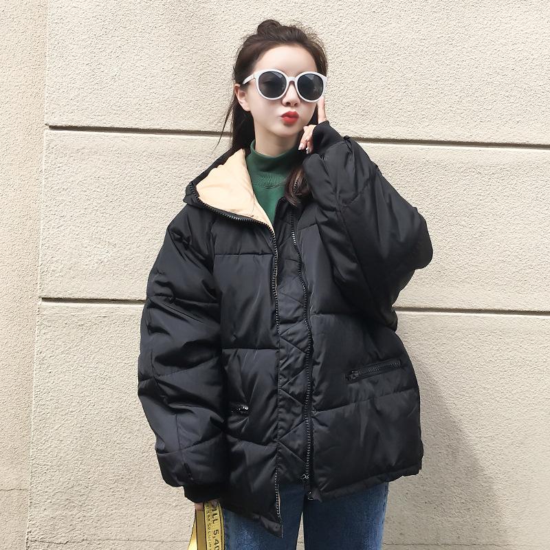Autumn and Winter Fashion Short Cotton Jacket Women's Plus Size Hooded Jacket Thickened Warm Cotton Clothing Tide