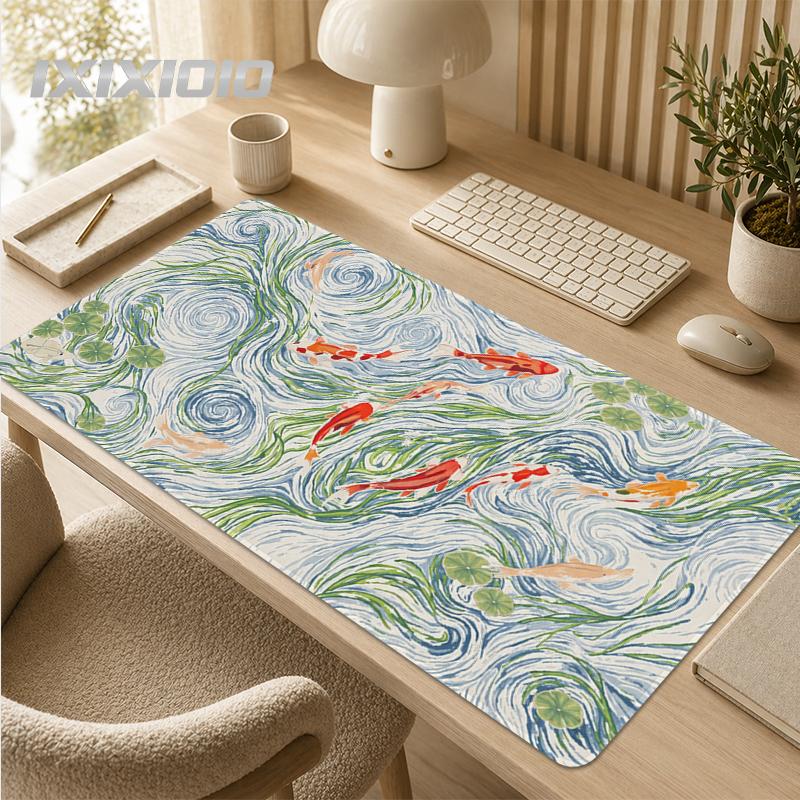 Mouse Pad Green Leaf Koi Aesthetics New Computer Custom Mousepad XXL Mouse Mat Soft Carpet Natural Rubber Mouse Mats