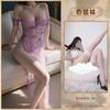 Purple sexy onesie one-word collar perspective cheongsam sex underwear free of pure desire sex uniform