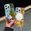 Ae116 Merry Christmas Happy New Year art Magsafe Transparent Cases для Samsung S23 S24 Ultra S21 iPhone 16 Pro Max Magnetic Wireless Charge Back Cover