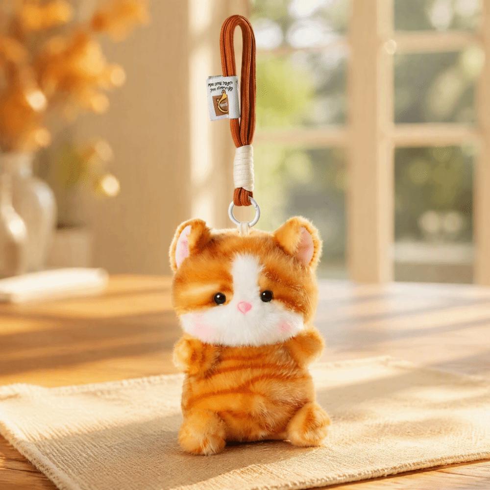 Soft Plush Cat Plush Keychain 15cm Kitten Pendant Small Cat Stuffed Keychain Desk Decor