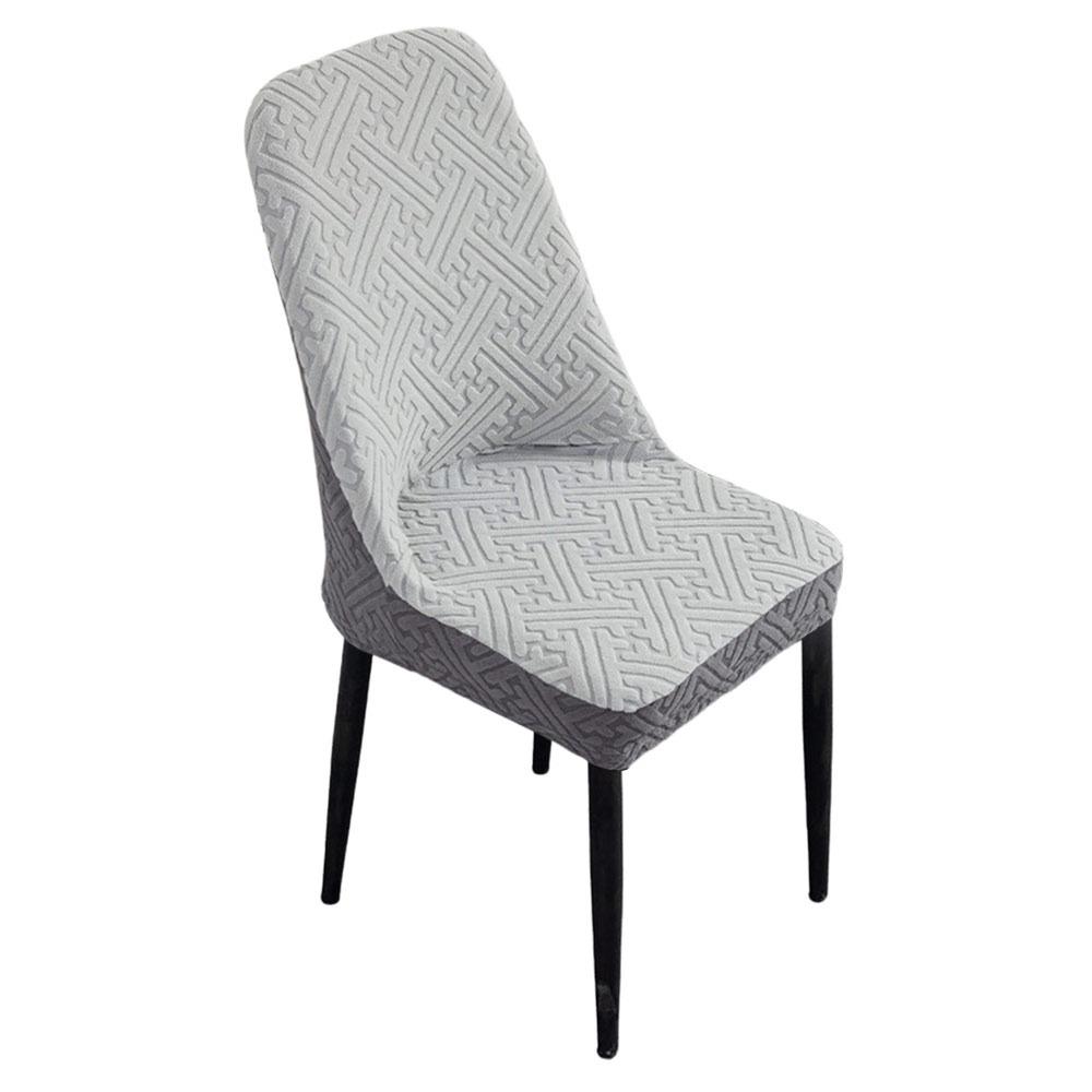 High-elastic Dining Chair Cover Anti-slip Curved Integrated Seat Cover Soft Jacquard Stool Slipcover for Home Decoration