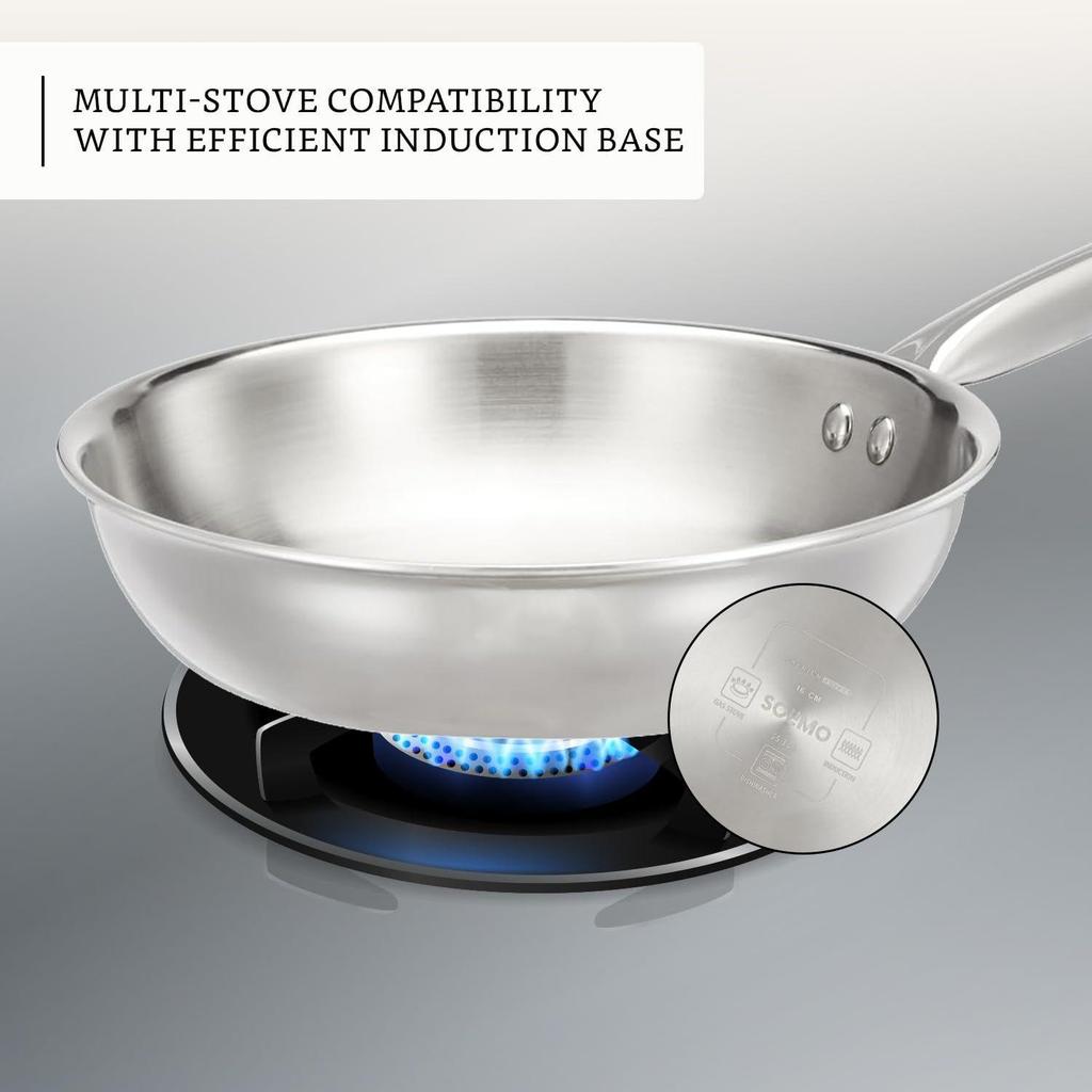 Triply Frying Pan | Induction and Gas Stove Compatible | Three-Layer Durable Construction | Uniform Heating