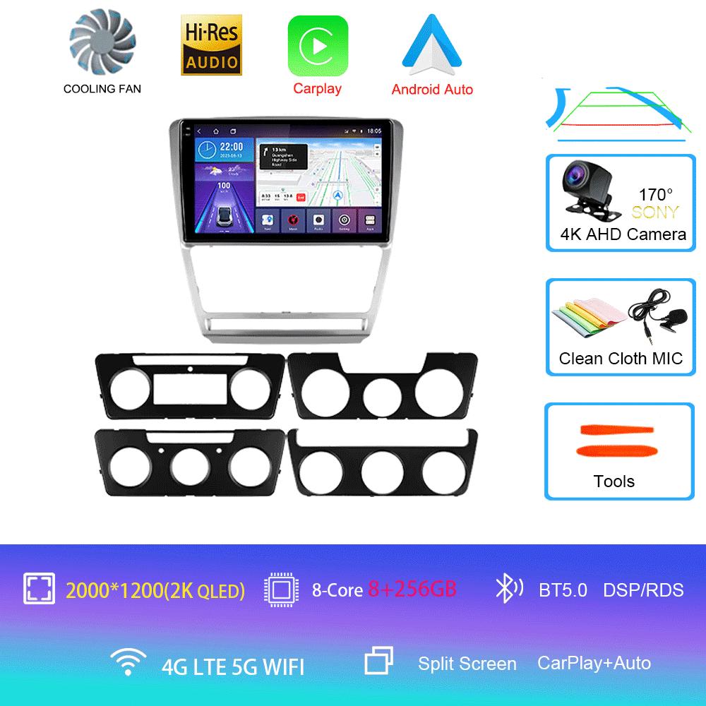Автомобильное радио Android 14 для Volkswagen Skoda Octavia 2 A5 2007 - 2014 Мультимедийный видеоплеер Навигация 2Din Carplay DVD Головное устройство
