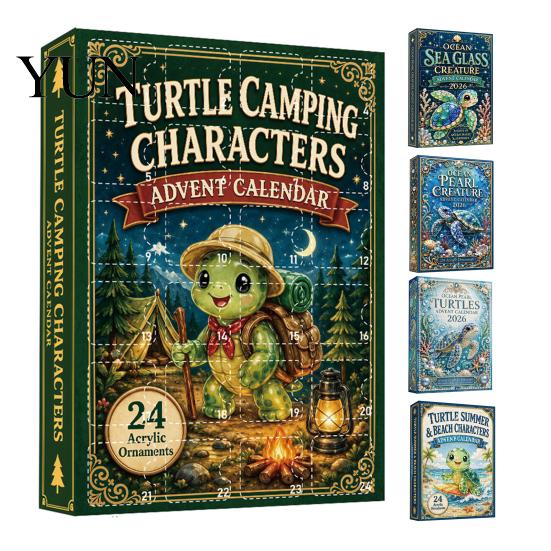 Turtle Theme Ornaments Marine Life Advent Calendars 2026, 24 Days Christmas Countdown Calendar with 2D Acrylic Surprise Gift for Kids Lobster