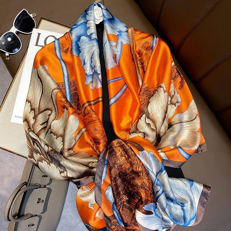 180*90см Бренд Летний Женский Шарф Мода Качество Мягкие Шелковые Шарфы Женские Шали Пляжные Накидки Обёртывания Шелковая Бандана EMA