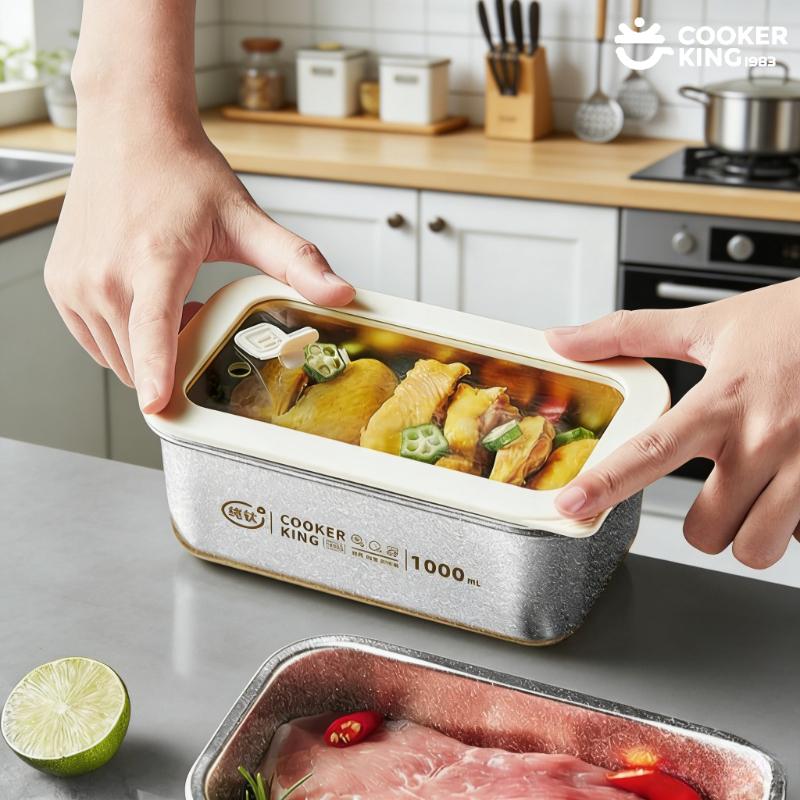 450/1000ML Titanium Crystal Freshness Box, Large Capacity Picnic Lunch Box Food Storage Containers Set Lunch Box