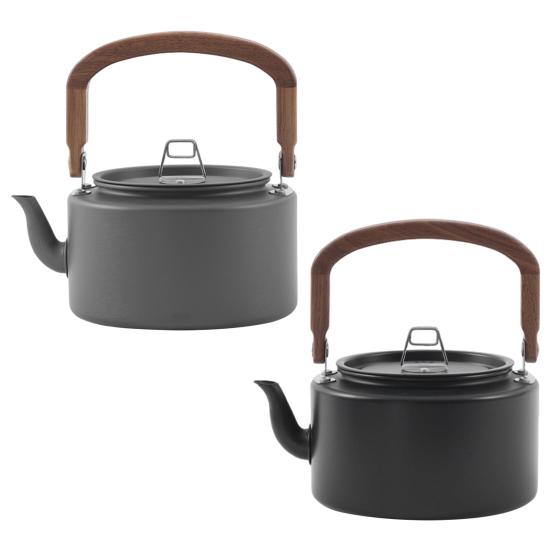 1,2 л Походный чайник из алюминиевого сплава с деревянной ручкой, защищающей от ожогов, портативный, легкий, для путешествий на открытом воздухе, пеших походов, пикников, кофейник, чайник