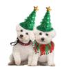 2Pcs Green Shiny Hat Pet Christmas Costume Suit Kitten Outfit Clothing  Pet Costume Accessories