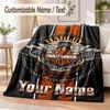 Custom Text Flannel Blanket Harley-Davidson Print Warm Cozy Blanket Home Sofa Bedding