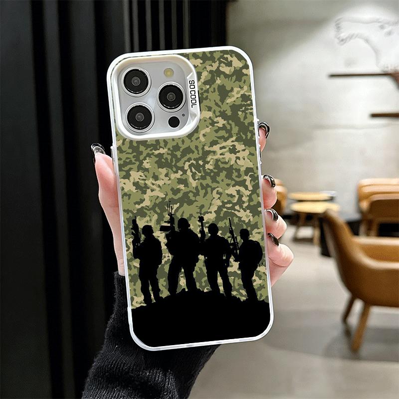 Camouflage Military Pattern Shockproof Phone Case for iPhone 17 Air 16 16E 15 Pro Max 14 Plus 13 Mini 12 Back Cover Anti Fall Fu