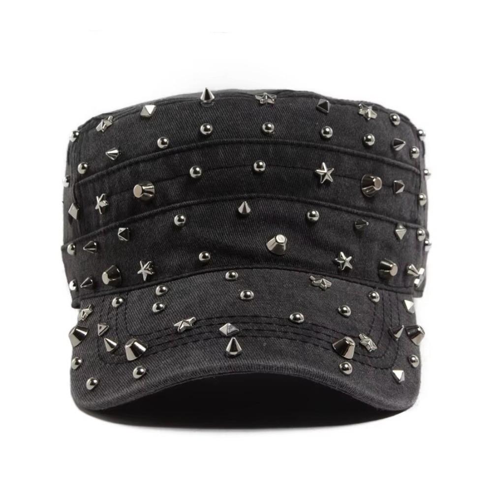 Adjustable Flat Hat Cap Rivet Design Trucker Hat Vintage Baseball Cap For Women Men