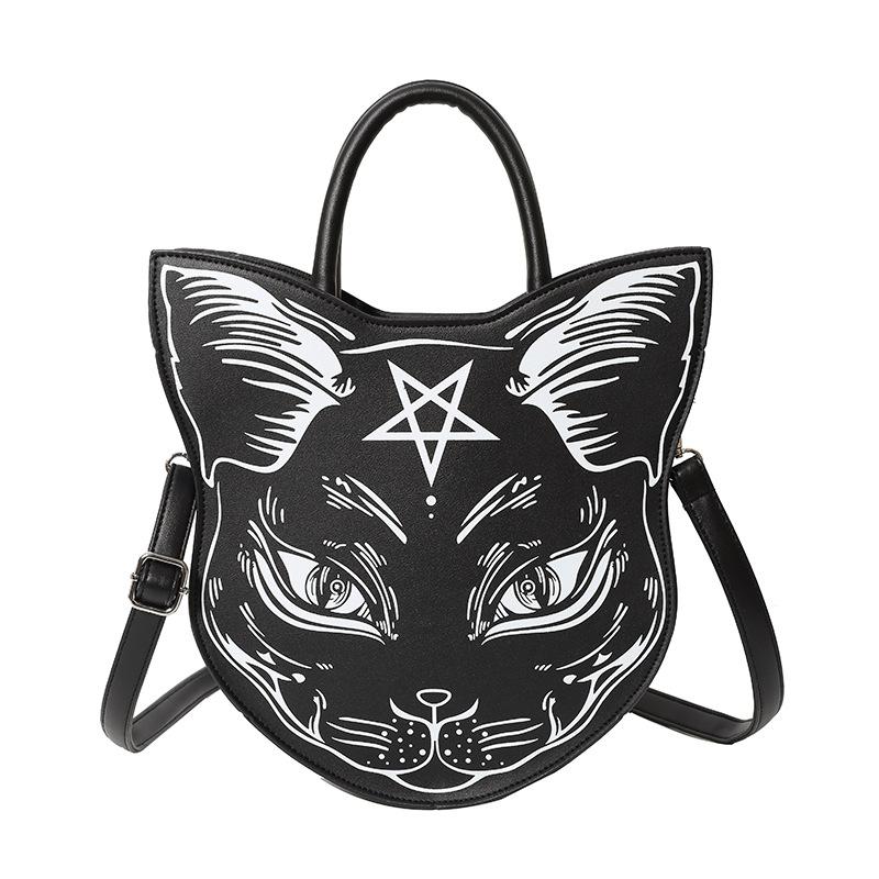 Новая женская сумка темная кошка косая сумка модная трендовая сумка в стиле панк кошачья мордашка хэллоуин женская сумка